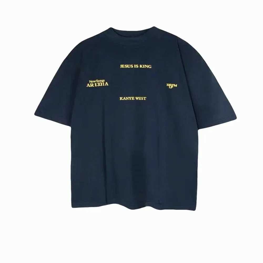 Frog Drift Best Size Shirt Jesus is King Super Size Electric Blue Loose Mens T-shirt Top S-4XL X250324