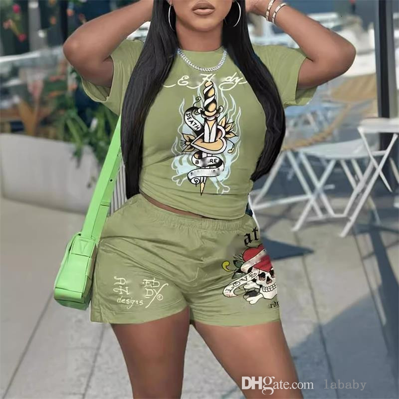 2025 Summer Designer Tracksuit Printed Two Piece Set Women Short Sleeve T-shirt And Shorts Casual Sports 2Pcs Track Suit Outfits