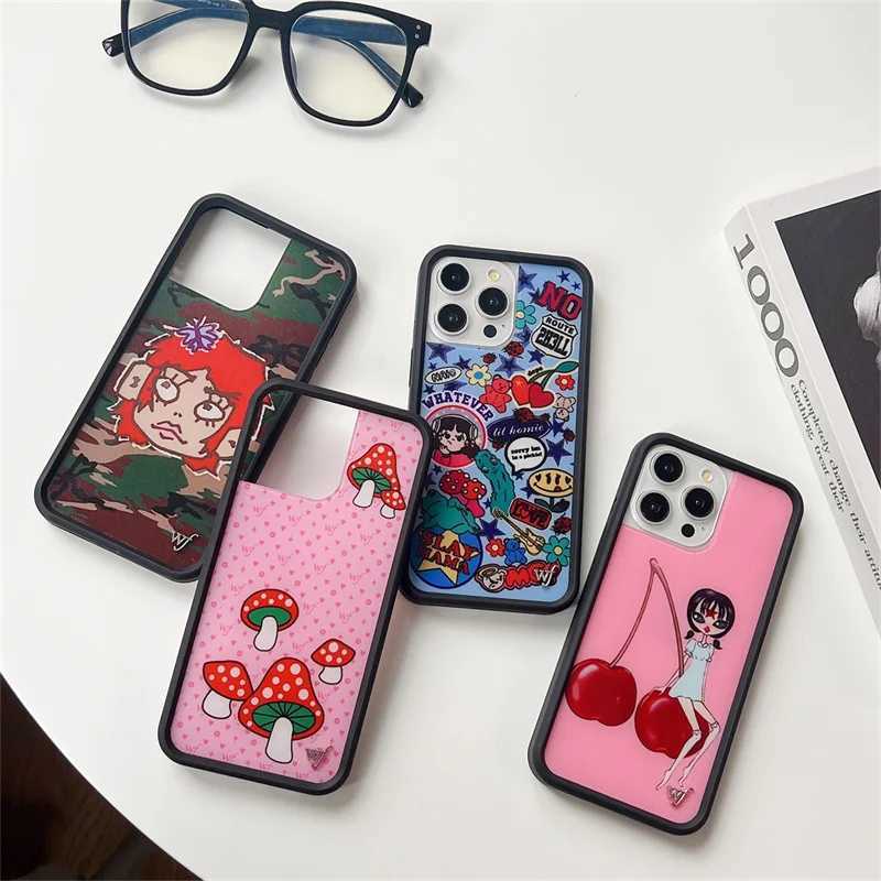 Wildflower 3D Mushro ry Wild Girl Phone Case for iPhone 15 14 13 12 16 Pro Max Plus ins WF Metal Cartoon Cover Funda Z250324