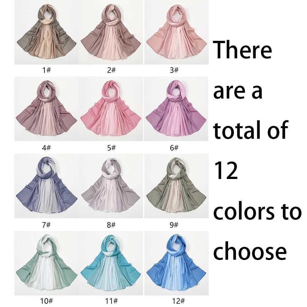 Rimaire Polter Muslim Headscarf for Wan Islamic Jersey Gradient Color Scarf 180 * 85cm Light and Bright Scalp X250324