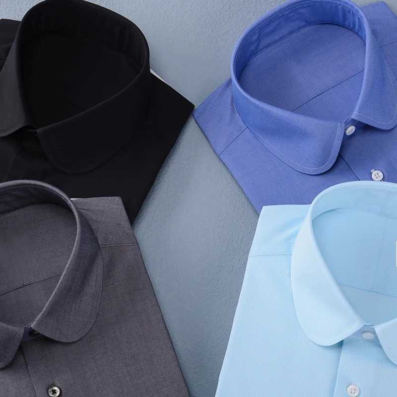 High quality mens Eaton round neck slim fit business mens formal shirt X250324