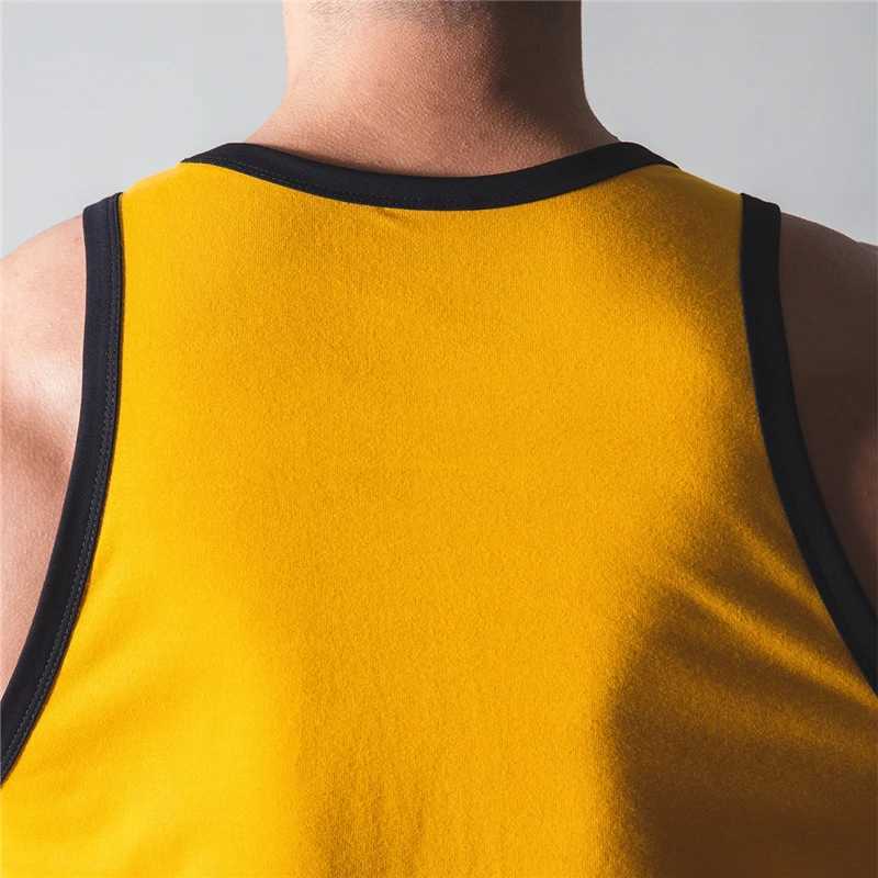 Mens fitness patch work vest gym exercise cotton sleeveless running suit Stringer summer casual vest X250324