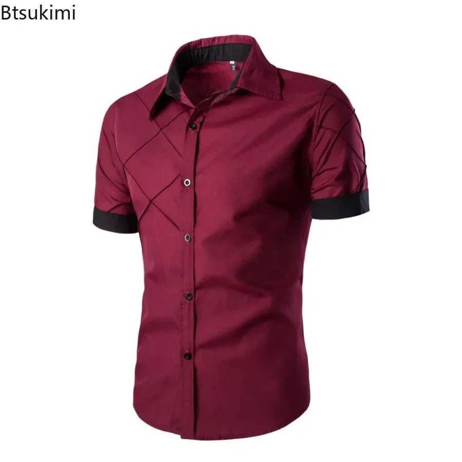 Fashionable business style mens casual short sleeved shirt comfortable cotton basic social formal shirt 2025 mens high-quality shirt X250324