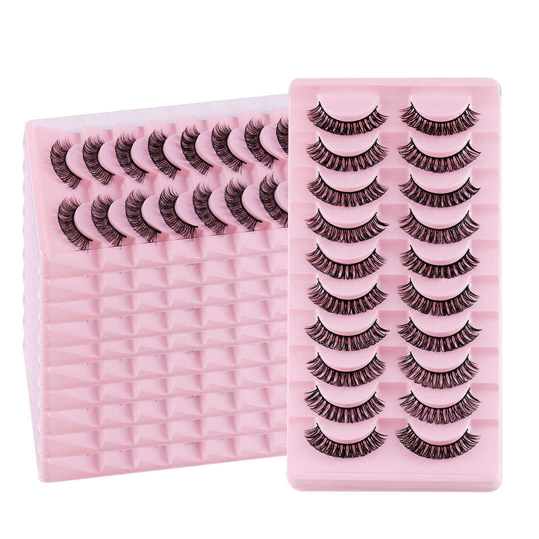 New DD Synthetic Fiber Russian Curl False Eyelash 10 Pair Set Thick Natural Grafted Eyelash W250324
