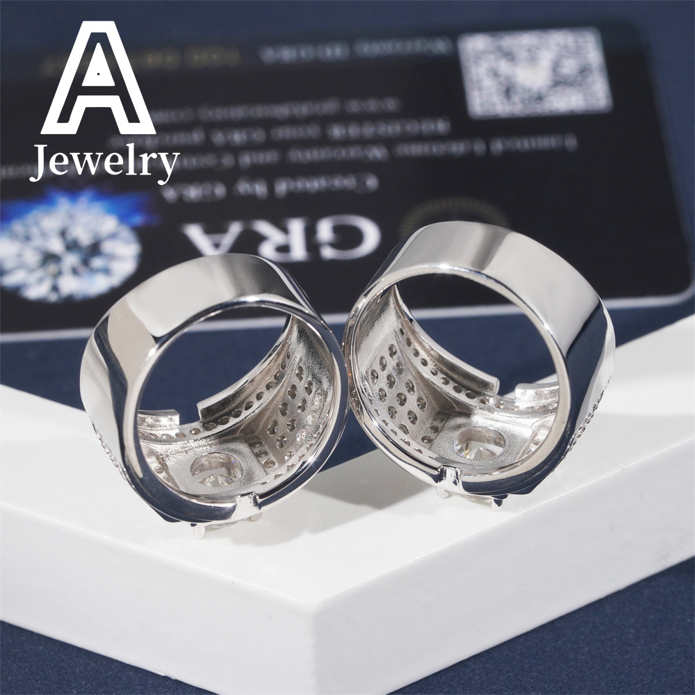 Boutique Fashion Ring Platinum Gold Moissanite Personality Ring 925 sterling silver Hip Hop jewelry passed the test