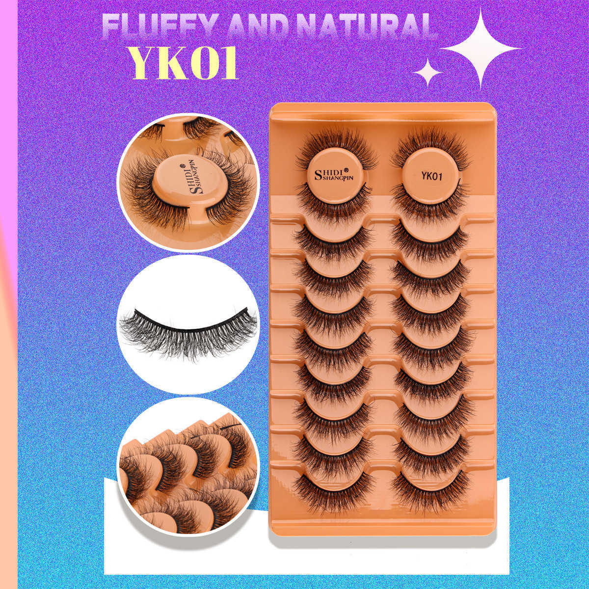 New product 10 pairs of fake eyelashes with natural fluffy faux mink fur and exaggerated thick eyelashes W250324