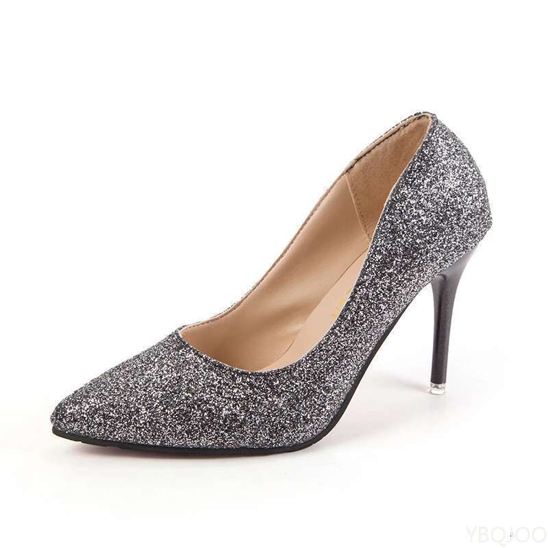 New Women's Elegant Shoes Sexy versatile high heels S pointed fashion sequin shoes Trendy ladies slim pumps Mujer atos