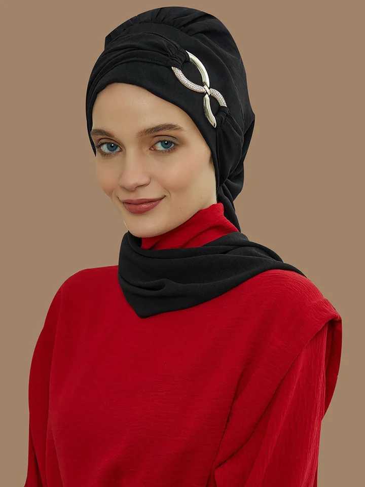 Instant Turban Scarf Turbans Headscarf Wen wear with unique accessories metal buckle design X250324