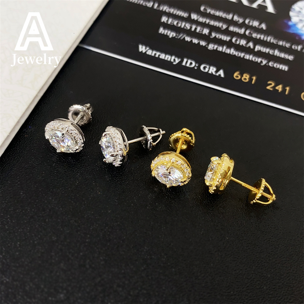 Cross-border exquisite 6.5mm 925 silver VVS Mosan Earrings 2024 New mens and womens hip hop personality jewelry stud earrings