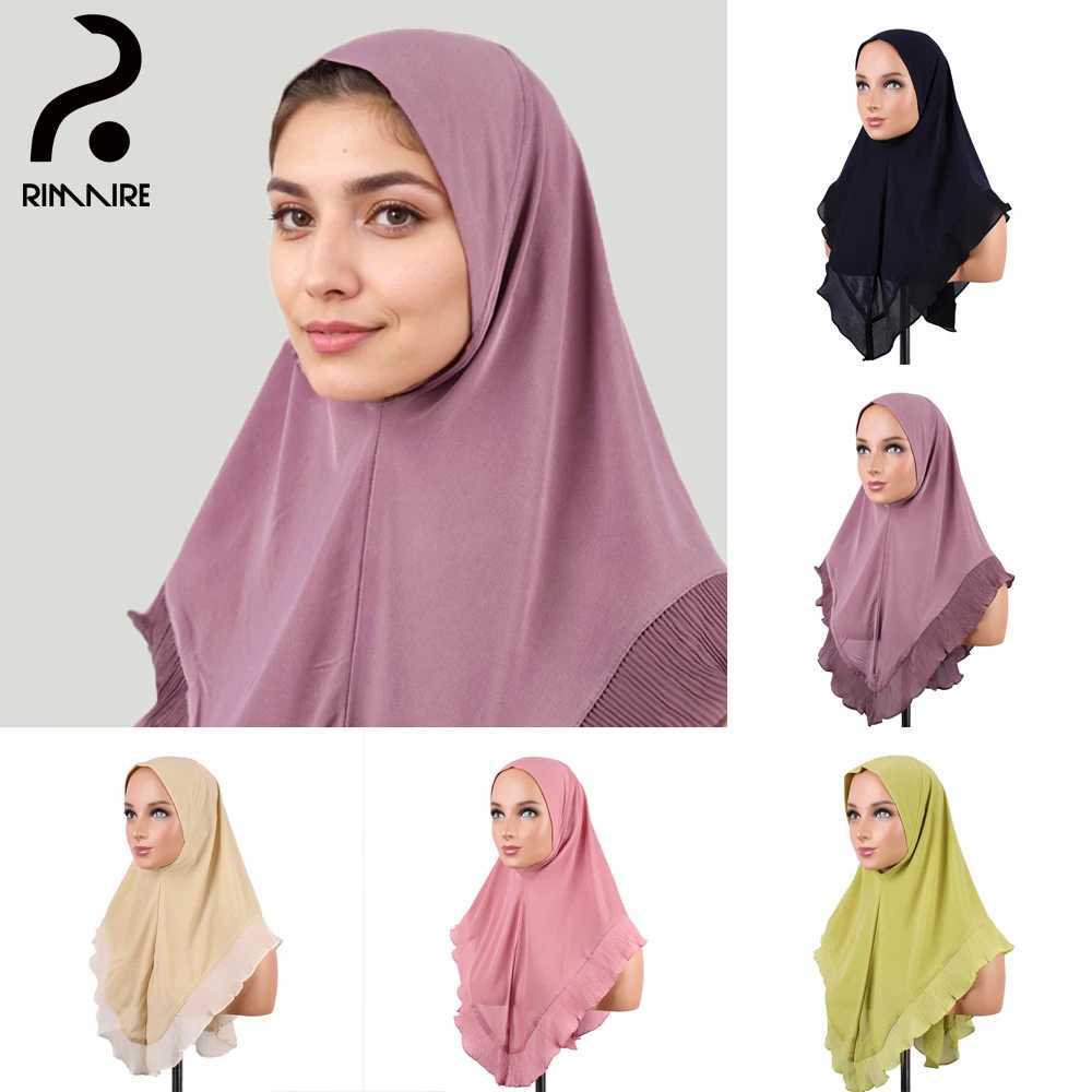 Purple headscarf elegant lace instant Muslim headscarf high-quality solid scarf womens shawl full RIMAIRE set X250324