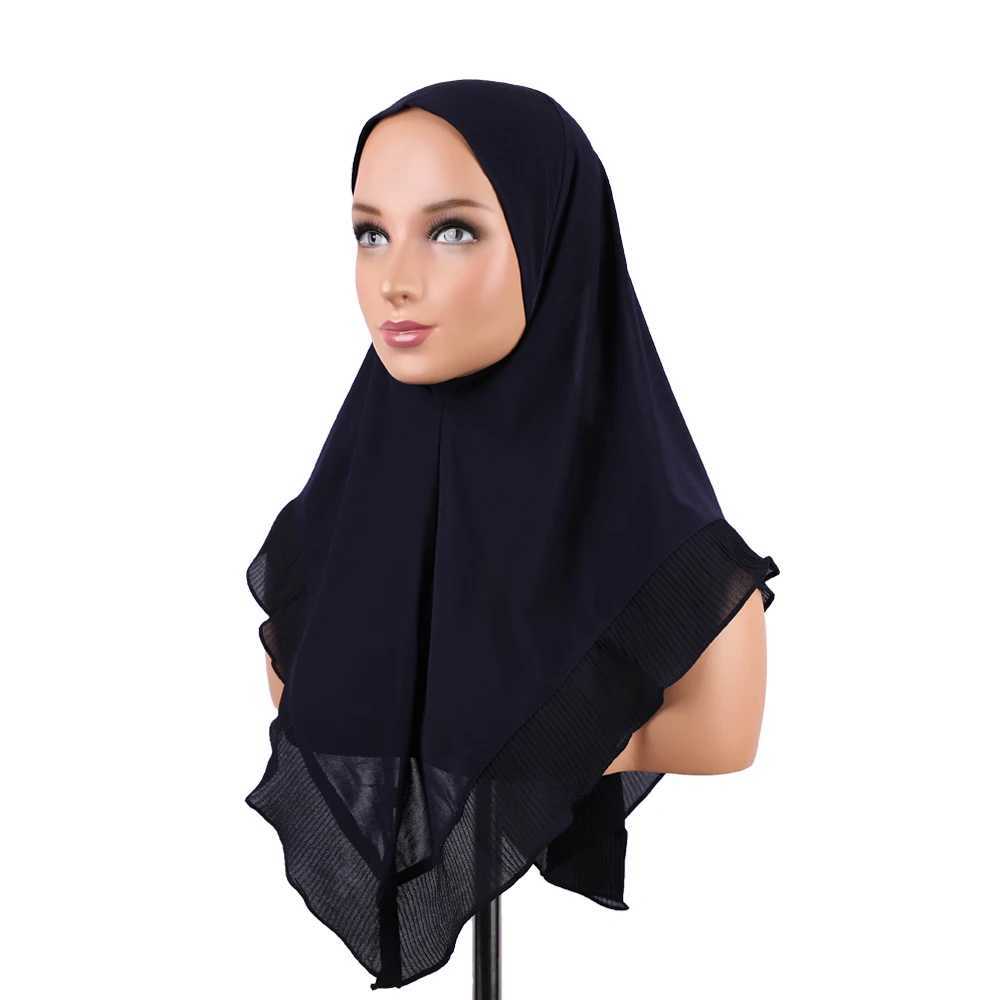 Purple headscarf elegant lace instant Muslim headscarf high-quality solid scarf womens shawl full RIMAIRE set X250324