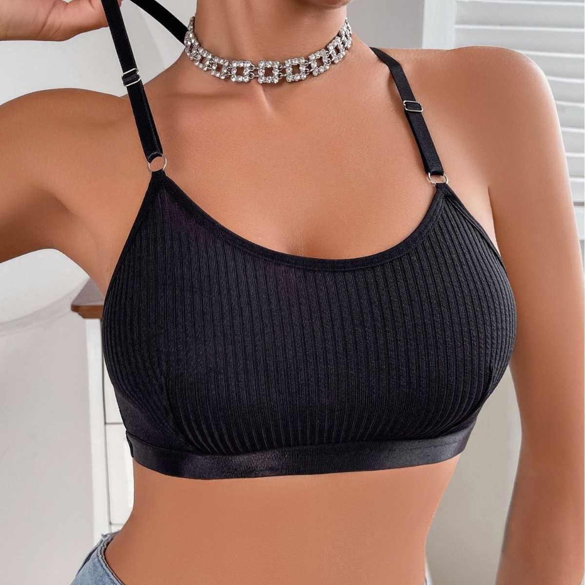 Bra, women's vest style, large backless, lace adjustable, fine strap gathered, top support, women's underwear 250315