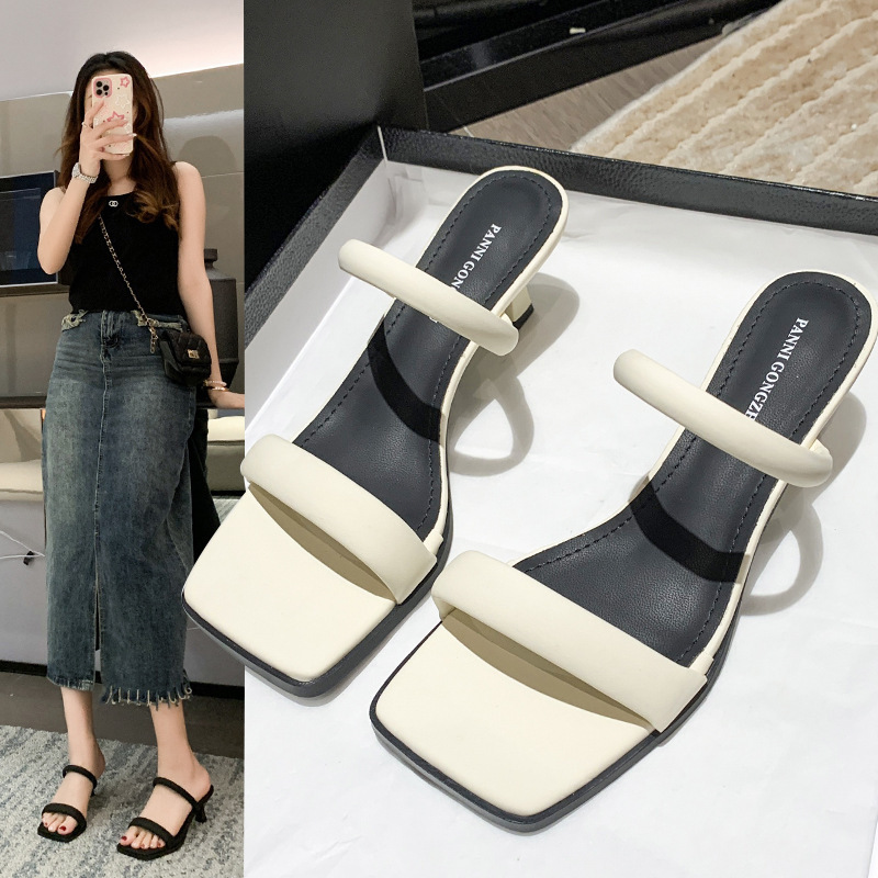 Free shipping designer sandals for womens high heel Summer fashion black beach Open toed slippers size 35-40