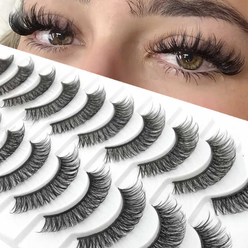 New Russian false eyelashes DD curve thick eyelashes ten pairs of chemical fiber natural charm eyelashes W250324