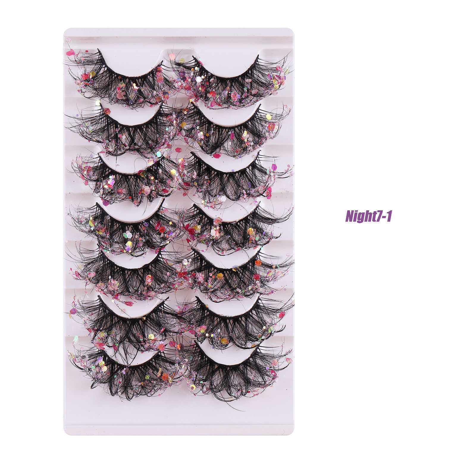 New chemical fiber sequins false eyelashes luminous stage performance thick curling eyelash W250324