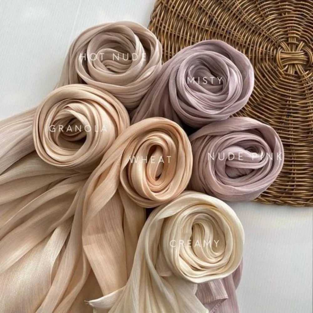 New slightly shiny silk scarf and chiffon headscarf suitable for tattoos breathable cool satin smooth crepe long shawl suitable for tattoo turbo packa