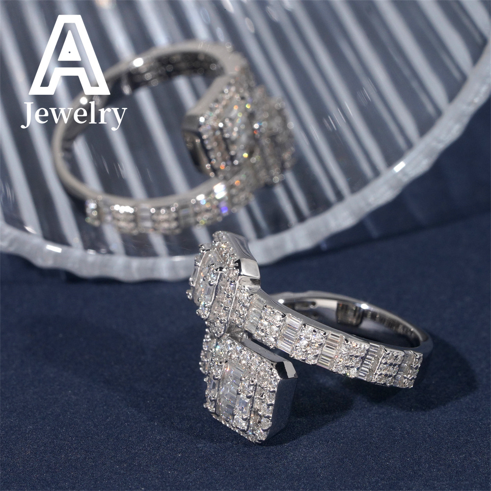 Fashion jewelry 925 sterling silver vs Moissanite hip hop mens and womens ring cross-border promotion products