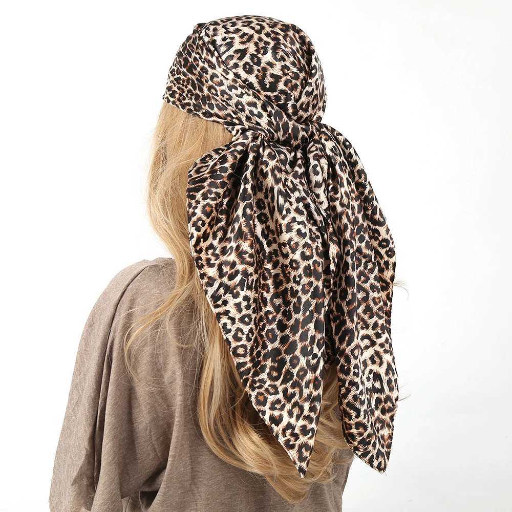 Leopard Silk Scarf Wen Summer Beach Vacation Foard Soft Satin Shawl Kerchief Square Scarf Neck Shawl 90 * 90cm X250324