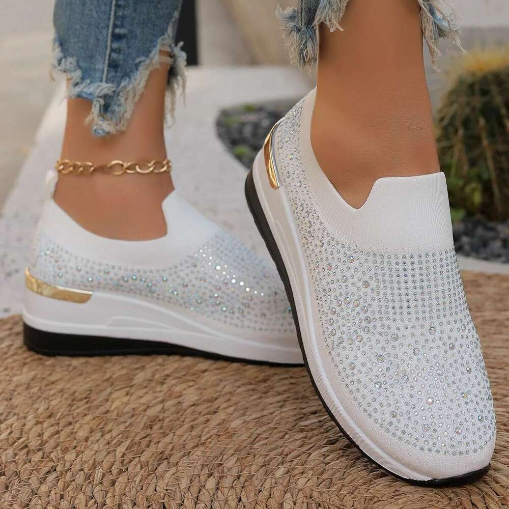 Summer White Vulcanized Shoes Fashion Sneakers Women Flats Slip on Sock Trainers Ladies Bg atos De Mujer