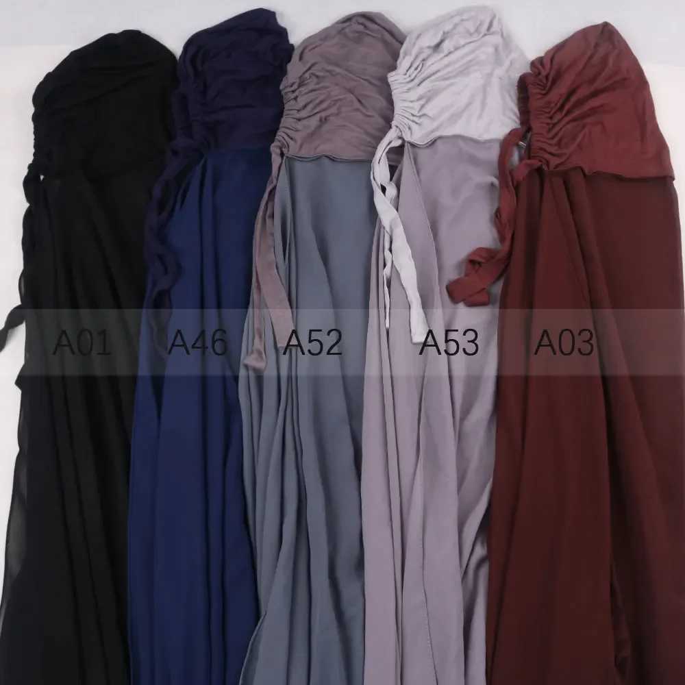Regular chiffon shawl with Jersey bottoms cap Islamic inner scarf elastic headscarf cover turbo bag X250324