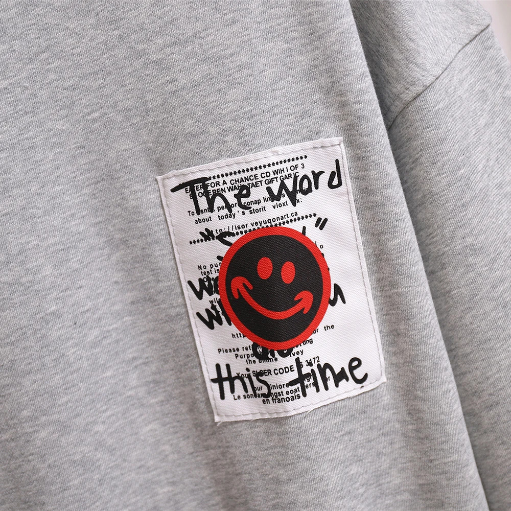 Autumn and Winter Plus Size Womens Round Neck Sweatshirt Black Gray Collage Printing Loose Simple Long Sleeve Tops 250317