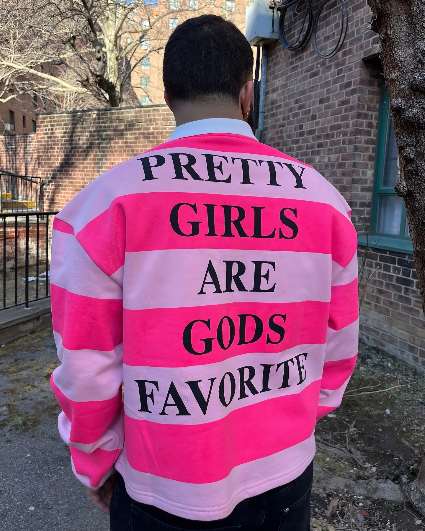 Hip Hop Stripe Pretty Girls Shirt America Harajuku Fashion Letter Print Polo Shirts Y2k Retro Mens Long Sleeve Tshirt 250324