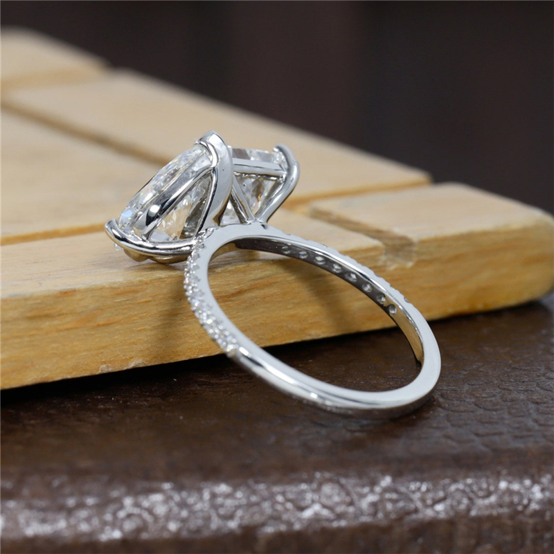 Jewelry 18K White Gold 1.0 Carat Pear And Princess Fashion Design Lab Grown Diamond Engagement Ring For Women Real Gold Wedding Ring