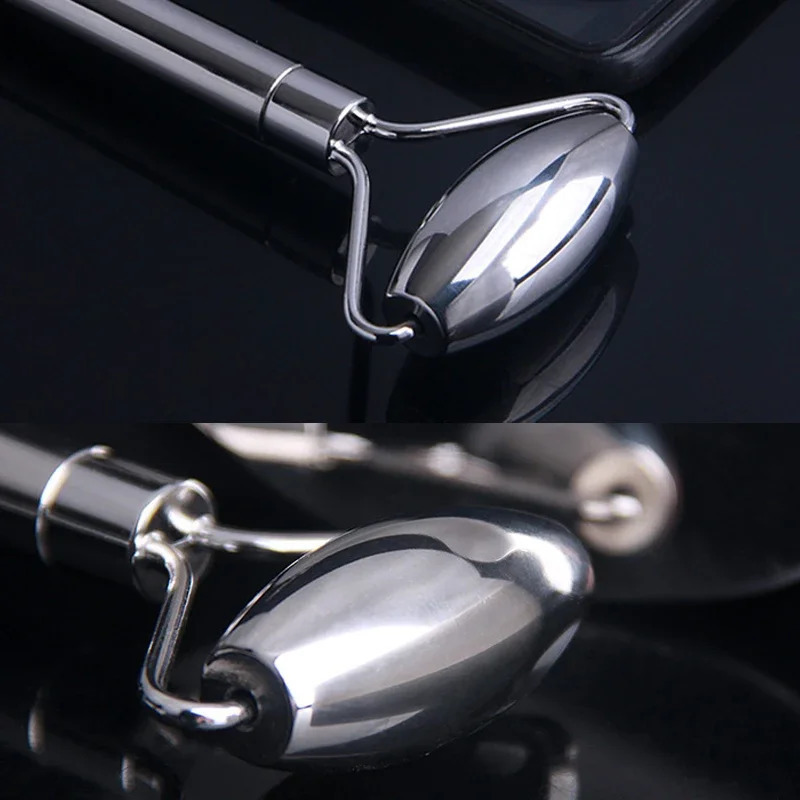 Anti Cellulite Massager Stainless Steel Facial Roller Gua Sha Tool Set Face Care Massage Crystal Jade Rose Quartz Health 250321