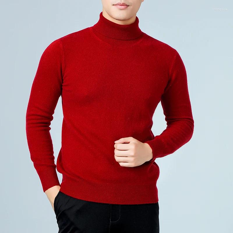 Mens Sweaters Autumn Winter Men Sweater Long Sleeve Turtleneck Pullover Merino Wool Warm Solid Cashmere Knitted Basic Casual Clothes Top