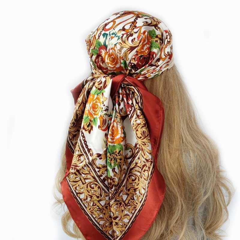 Luxury brand silk scarf fashionable foard satin shawl leopard 90 * 90cm square scarf with Pareo scarf ribbon X250324