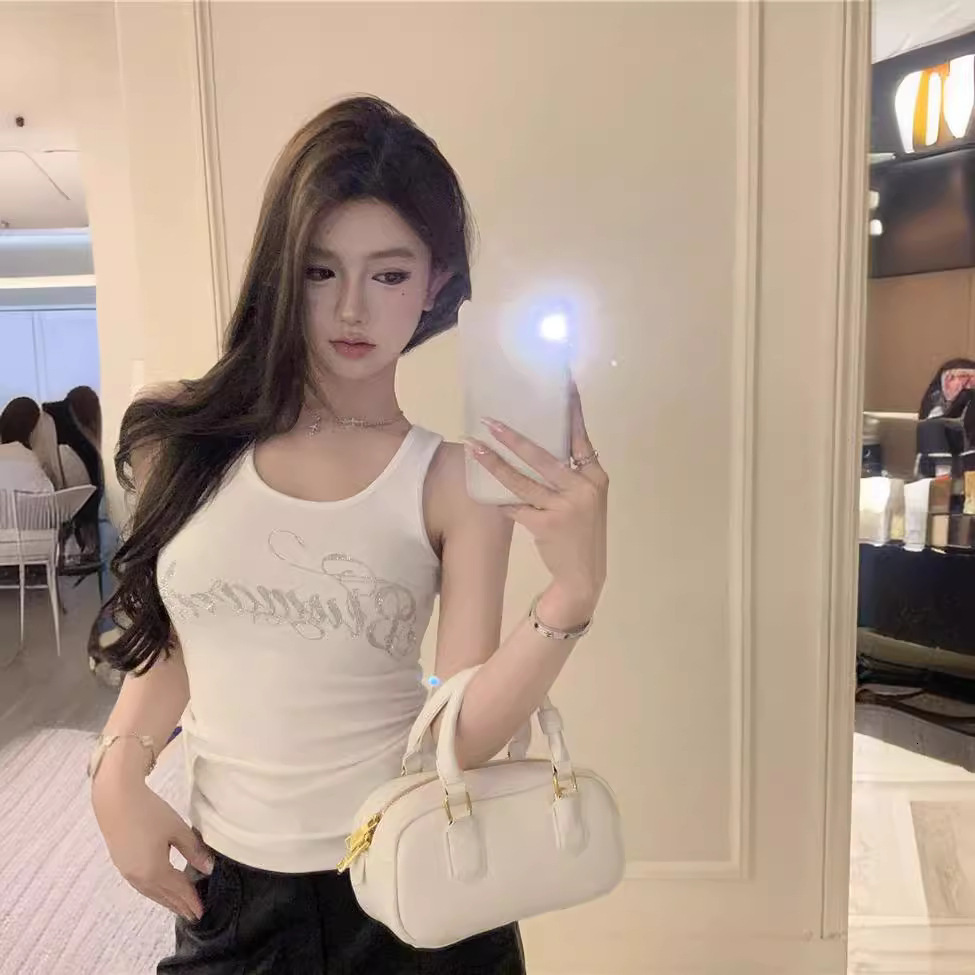 Sparkling Diamond Tight Fitting Slimming Versatile Casual Vest Top Women's Summer New Sexy Hot Girl U-neck Suspender