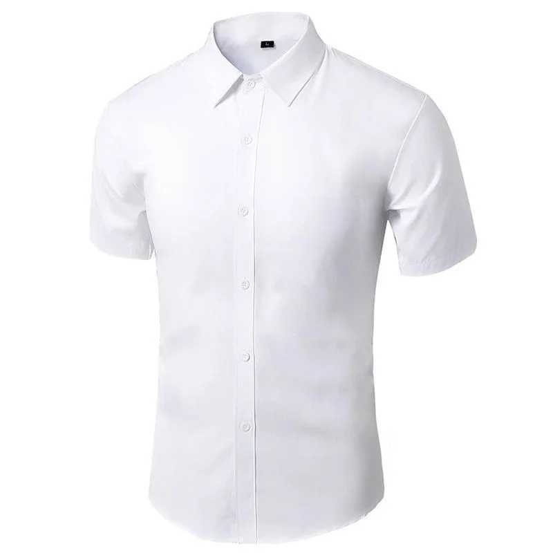 Summer mens casual white shirt short sleeved button slim fit mens social shirt 4XL 5XL X2503241
