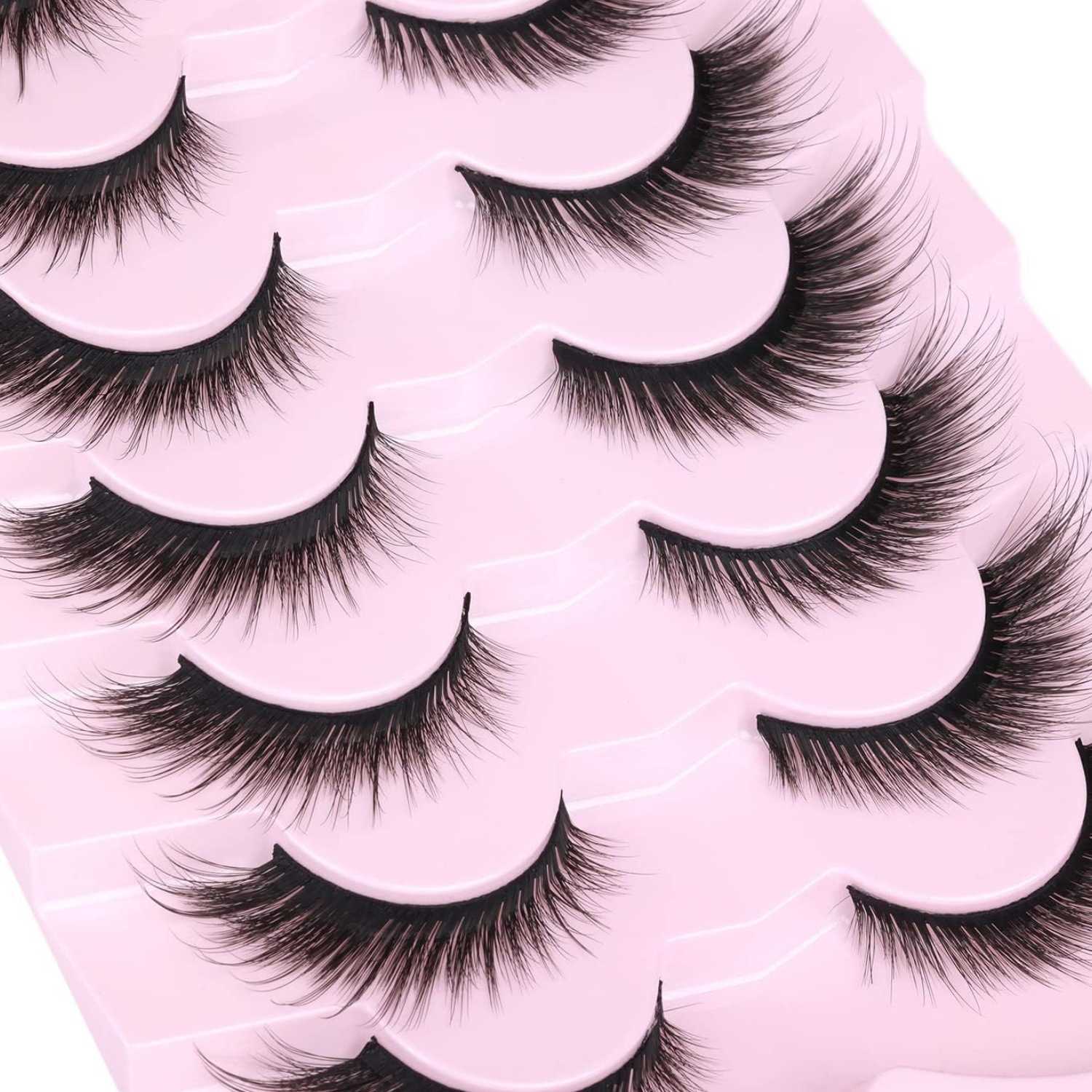7 pairs of cat eye imitation mink false eyelashes elongated tail thick simulation on camera with fur eyelashes W250324