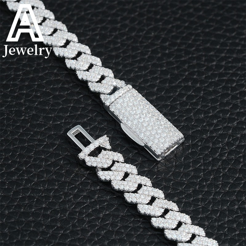 Fast shipping hip hop jewelry for men women custom 925 sterling silver Iced out 8mm moissanite cuban link chain