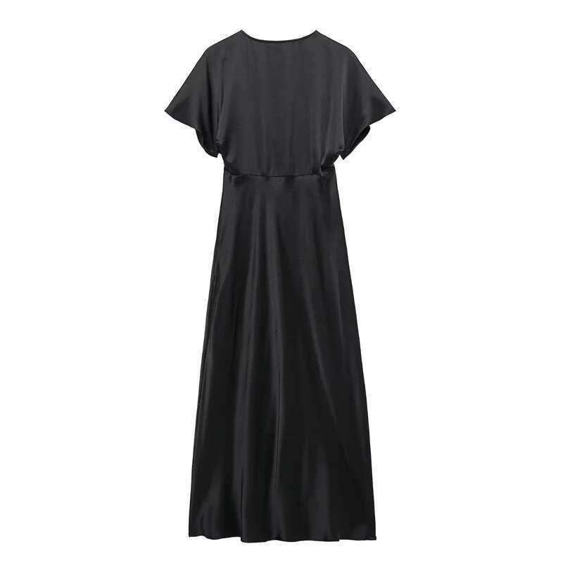Women's Dresses Spring 2025 New Midi Dress Mystic Black Noble Elegant Covering The Flesh And Showing Thinness