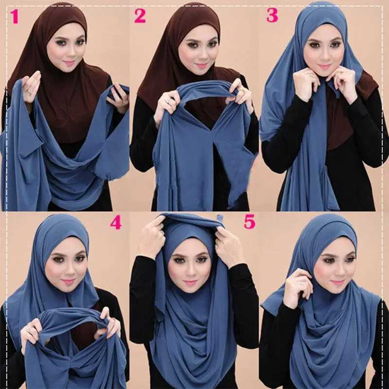 Prepare to wear wrapped Muslim scarf Wen Shawl Stole Slip headscarf elastic bandage Shawl Islamic veil on Jersey Island X250324