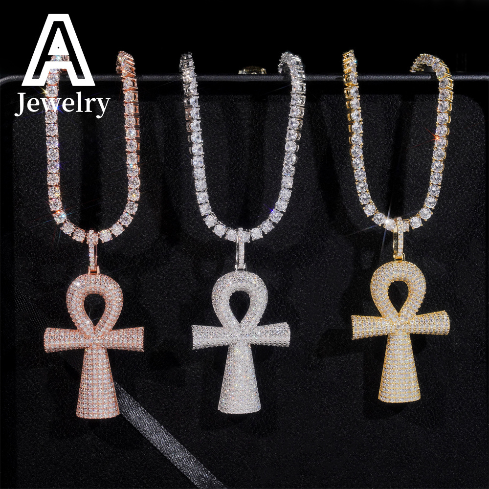 New Style Hip Hop iced out Cross Pendant Moissanite Pendant Pass Diamond Teste Pendant