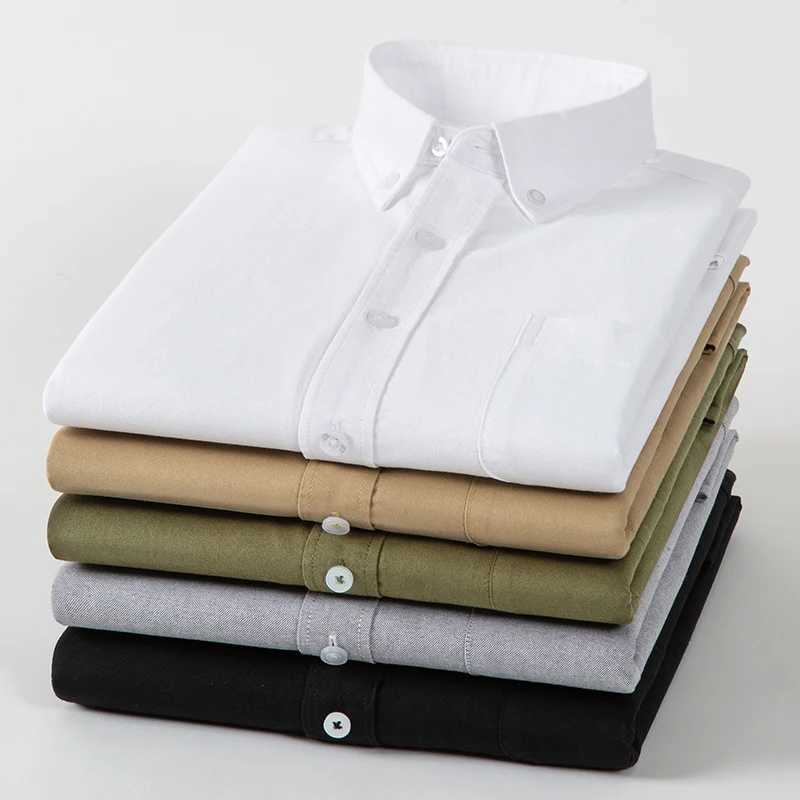 Spring and summer new fashion trend pure cotton youth fashion version Oxford solid color mens long sleeved white work shirt X250324