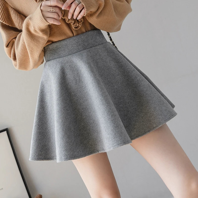 Fashion streetwear wool winter skateboard womens elastic waist pleated mini shorts ALine school girl Kawaii Faldas 250324