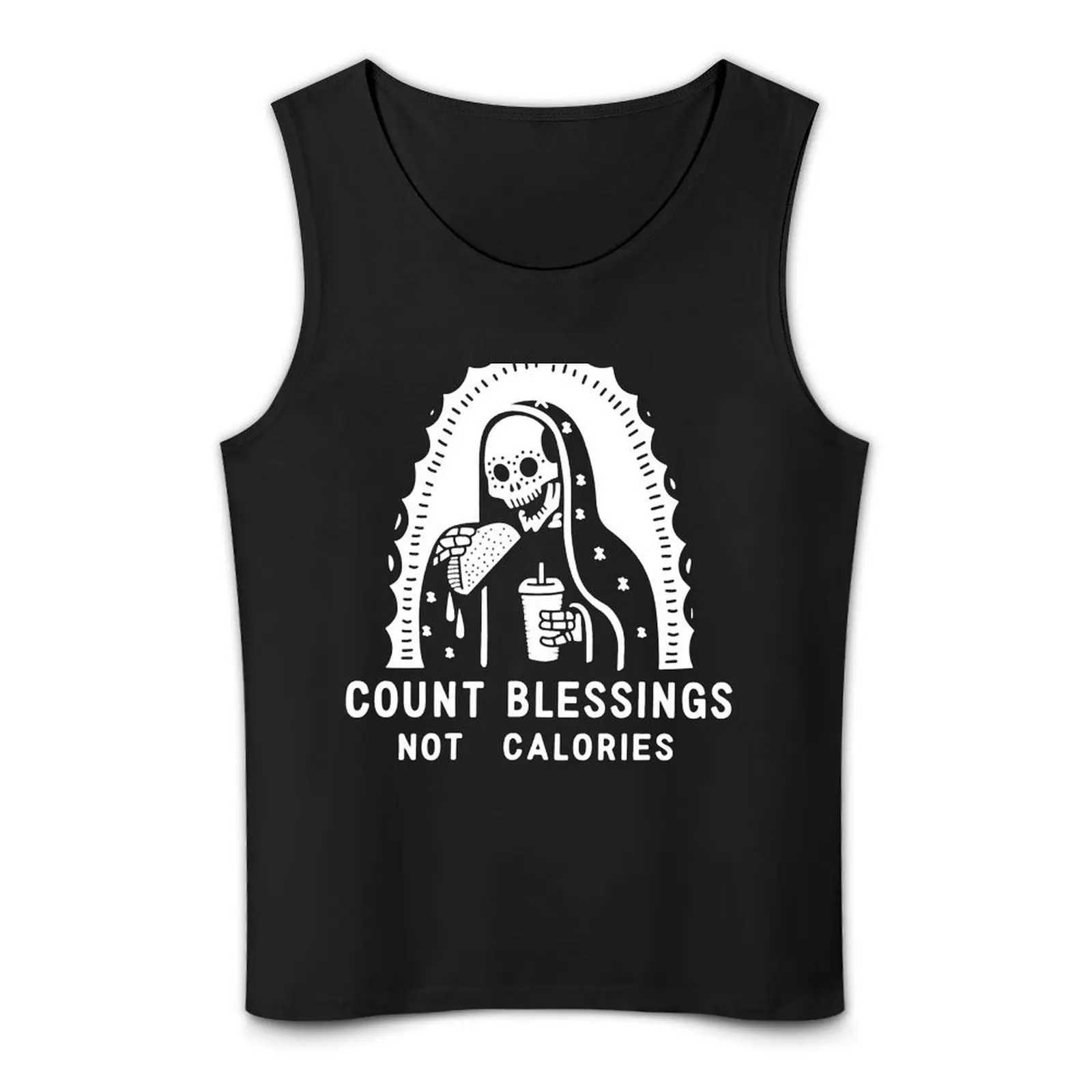 Count blessings no calories designer tank top mens sleeveless T-shirt bodybuilding shirt mens clothing X250324