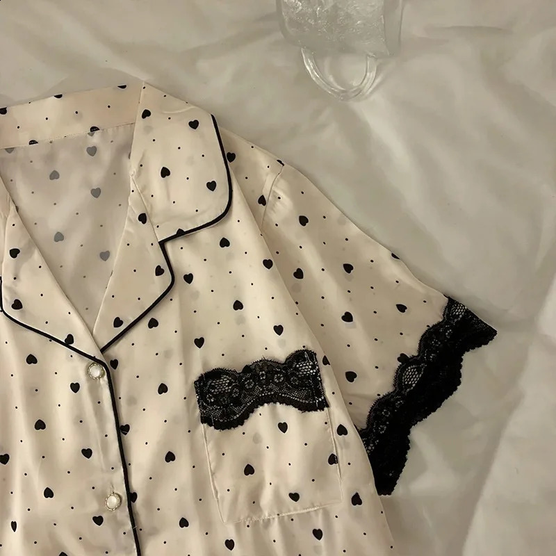 Korean Ins high-end ice silk summer thin sleepwear printed cardigan wool sweater home clothing fashion casual silk sleepwear 250321