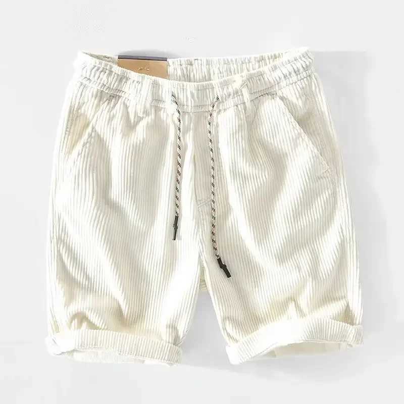 American Style Summer Vintage Mens Corduroy Work Shorts Loose-Fit Casual Five-Piece Pants Trendy Brand OuterwearT250324