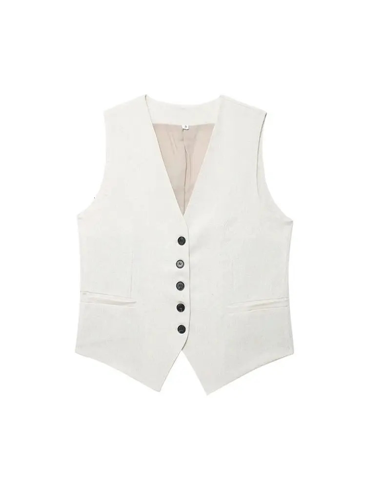 TRZA Womens Front Button Linen Waist and High Bermuda Shorts Two Piece Set Fashionable 250322