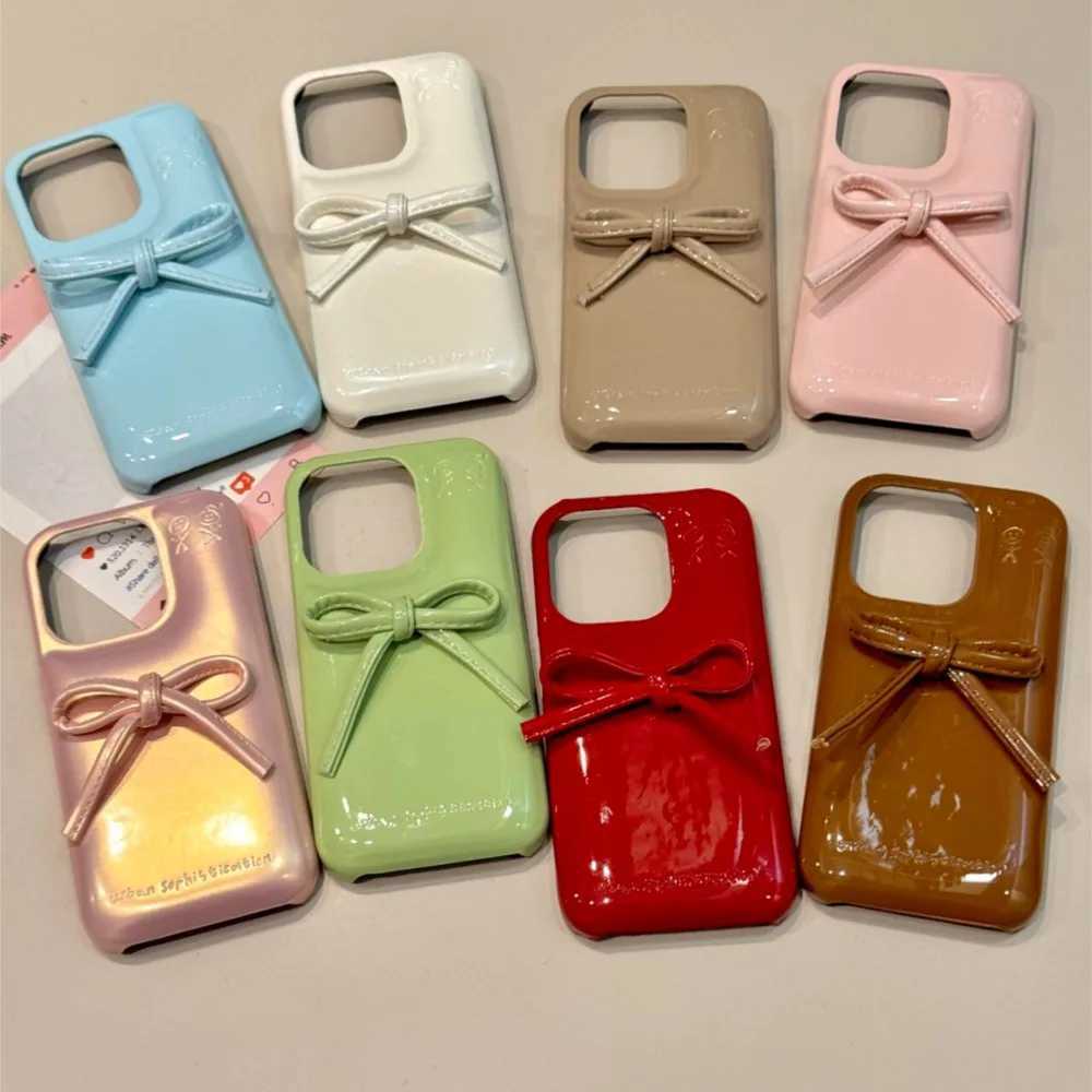 Luxury bowknot leather Soft Case protection for iPhone 16 15 13 12 14 Pro Max X cute girl puffer Coque Z250324