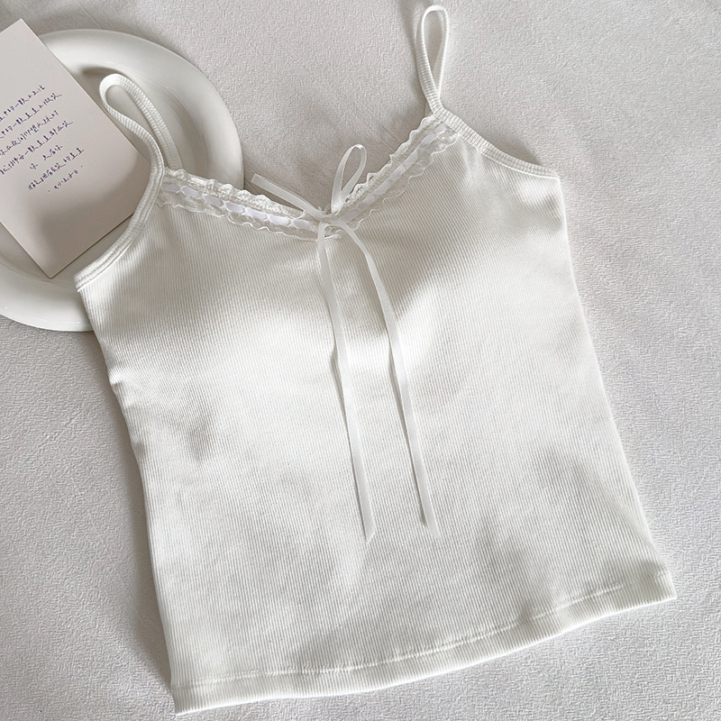 2025 New Designer Pure Desire Lace Beautiful Back Women's Tank Top Summer With Chest Cushion, Fixed Cup Spicy Girl's Inner And Outer Wear Ta