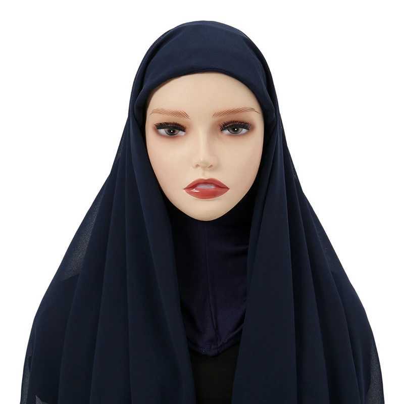 Instant headscarf with neck cap ready to wear scarf chiffon headscarf used for veils Muslim Islamic scarf used for warm scarves X250324