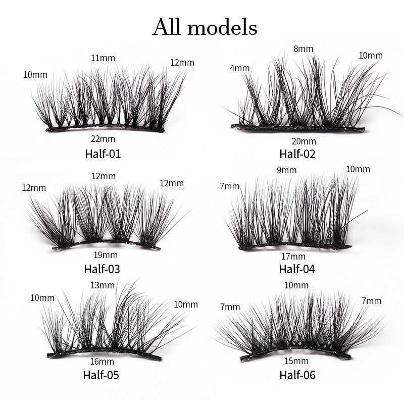 Messy and exaggerated high imitation mink fur half eye false eyelashes 4 pairs set thick curled eyelashes W250324