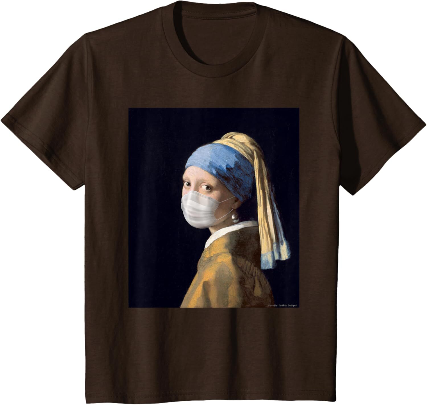 T shirt for Mens Famous Painting Girl with a Pearl Earring Wearing Mask Graphic Tee Casual Tops Clothes Short sleeve