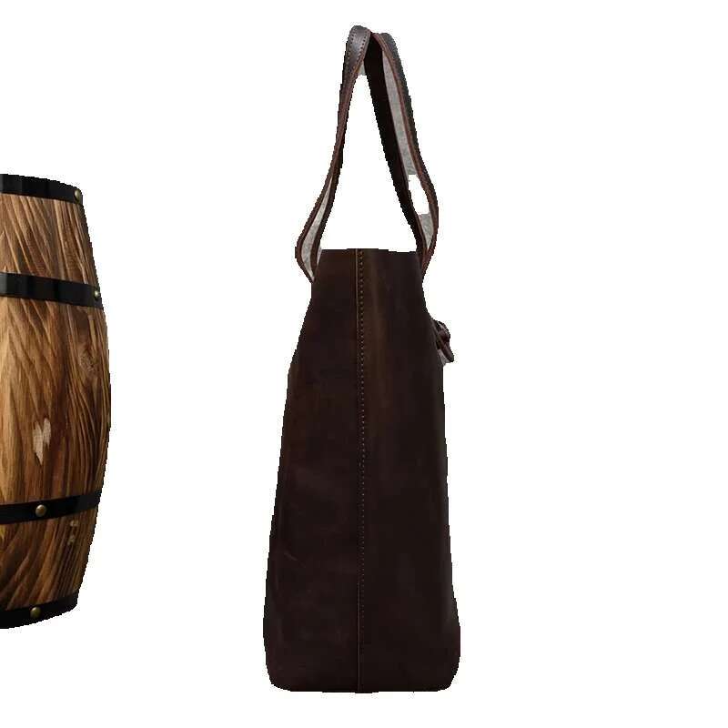 New Women Genuine Handbag With Removable Clutch Big Crazy Horse Leather Tote Bags Female Fashion Combination Bag