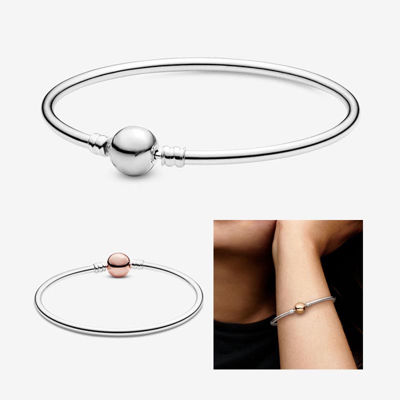 Golden Clip Moments Bangle Bracelet Authentic 925 Sterling Silver For Women Wedding Gift Jewelry Set Designer Bracelet Charm bracelets with Retail Box Top Quality